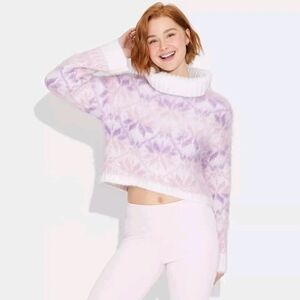 Women's Turtleneck Pullover Holiday Sweater - Wild Fable Pink/Purple Fair Size M